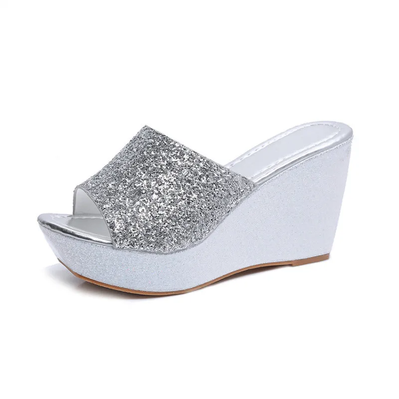 Женские сандалии на толстой платформе женская обувь танкетке с открытым носком