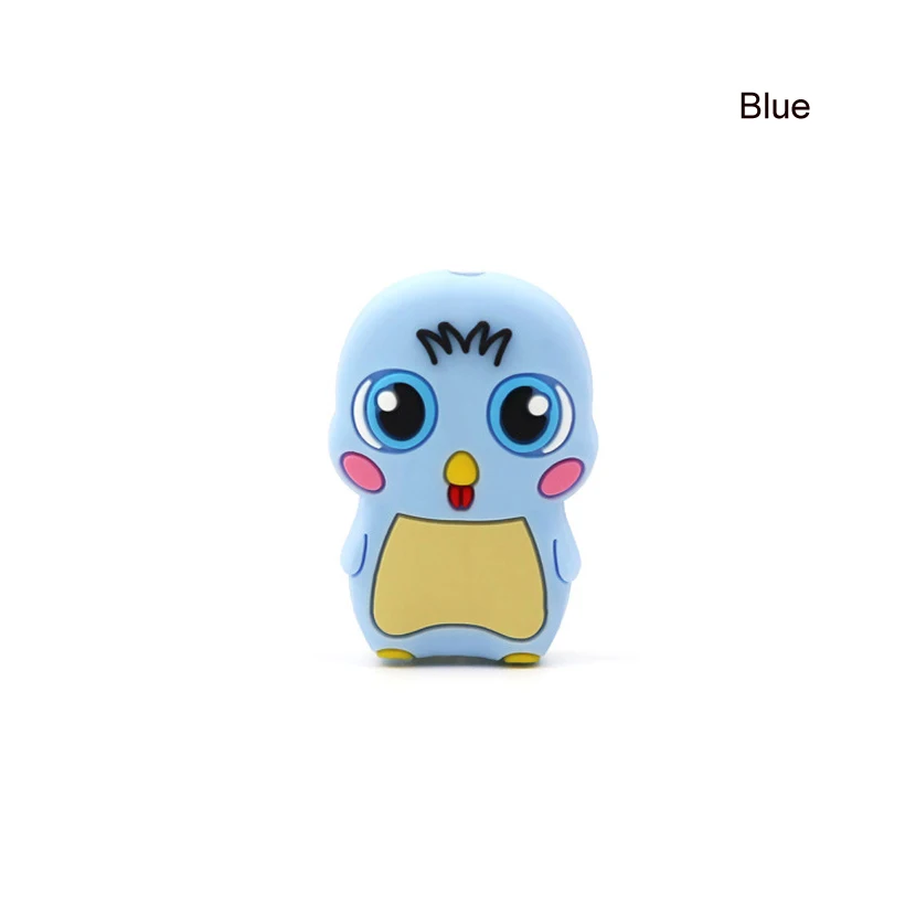Blue chick 10pcs 10 шт коала силиконовые бусины Сова собака цыпленок утка детские жевательные игрушки для DIY соска цепь ребенок прорезыватель животное уход ожерелье бусы - Цвет: Blue chick 10pcs