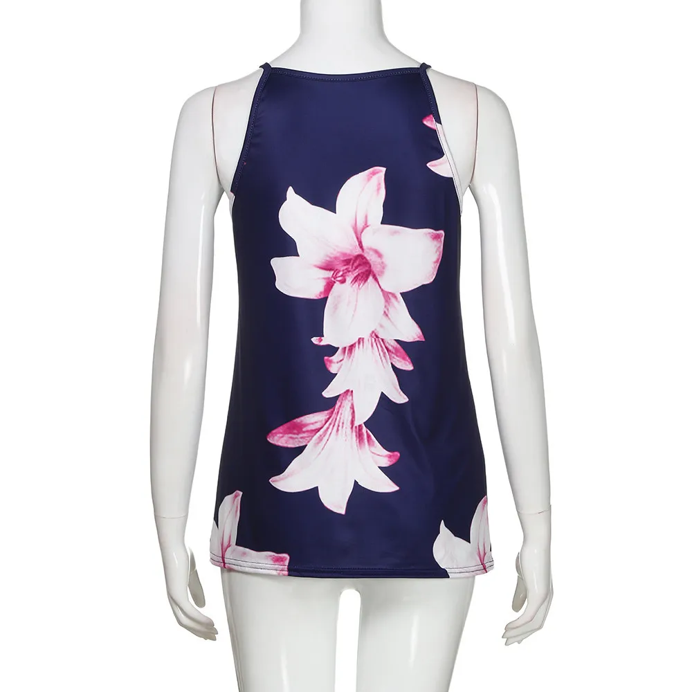 Feitong/Летняя модная женская футболка на молнии с цветочным принтом сексуальная