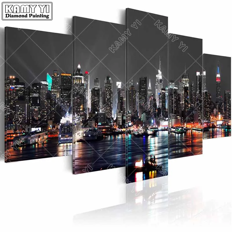 

full square drill Diamond embroidery City night scene 5D DIY diamond painting Cross Stitch Multi-picture home decoration