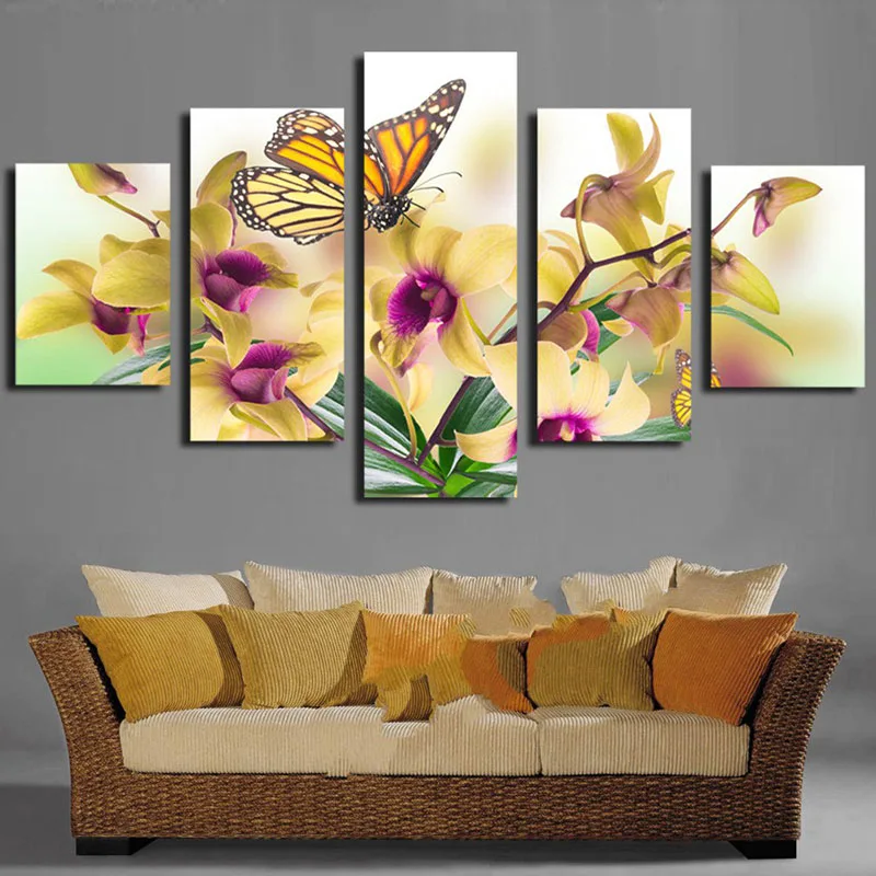 5 шт. Картина на холсте Бабочка животные картина без рамки Настенная украшение