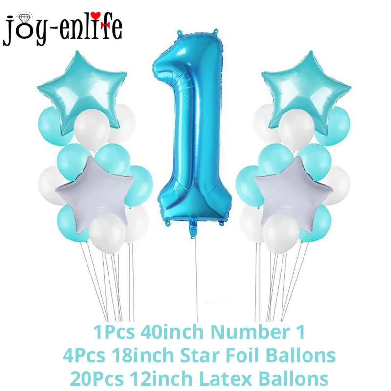 25pcs balloon set Вечерние баннеры на первый день рождения для маленьких мальчиков и девочек, 1 день рождения, 1 год, вечерние баннеры на день рождения - Цвет: 25pcs balloon set