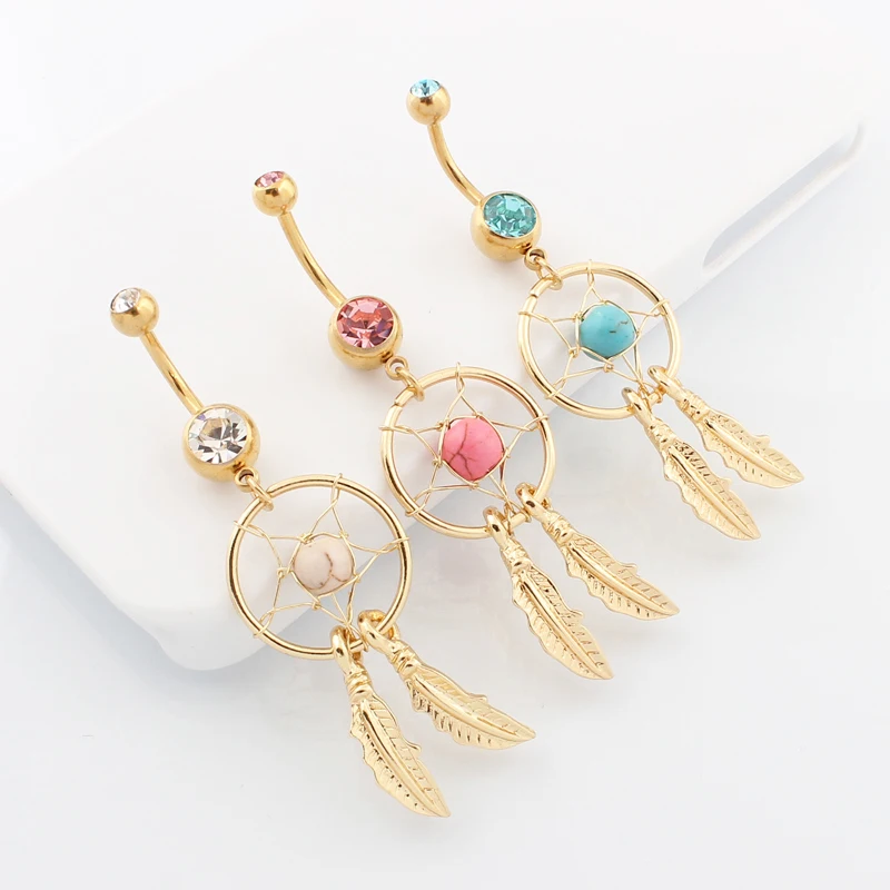 Пирсинг Ловец снов горячий пупок модный пирсинг ювелирное изделие 14 г 316L