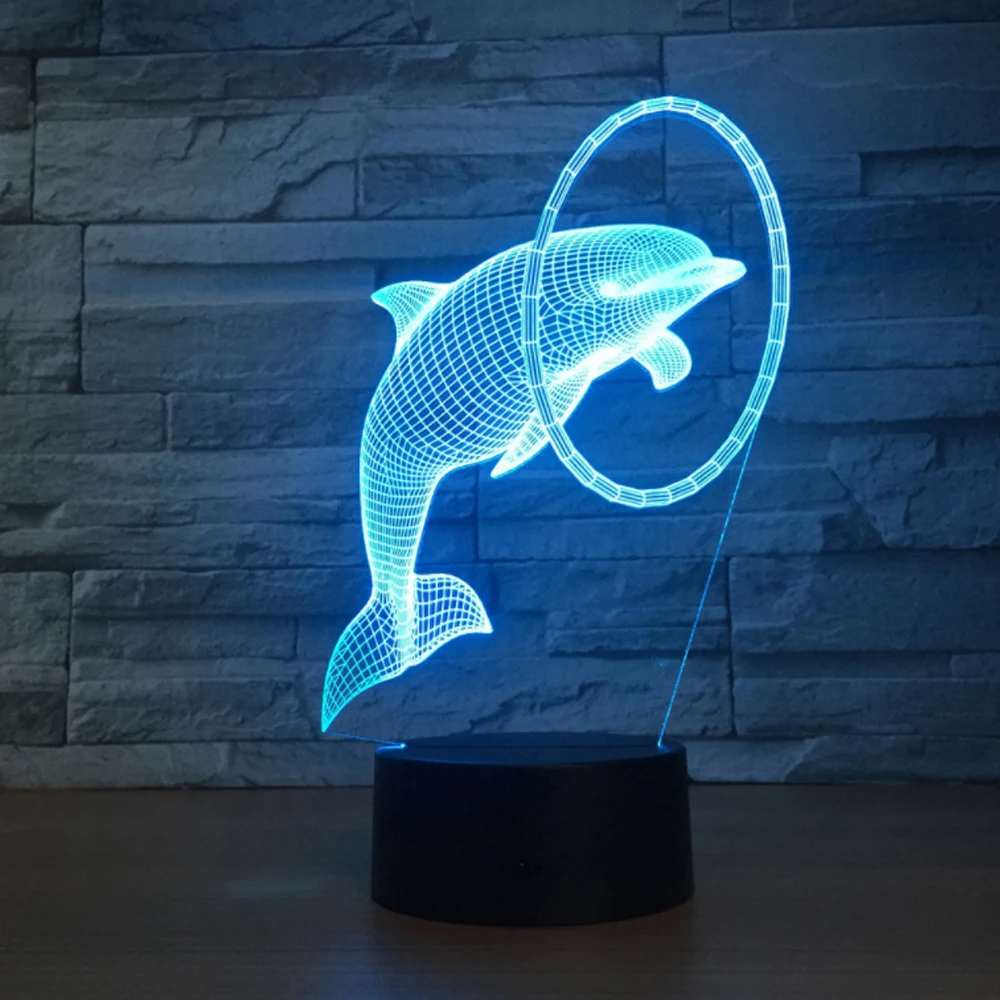 3D красочный Дельфин свет LED Touch 3 D ночные светильники градиентные визуальные