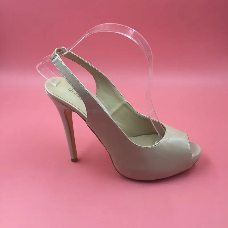 Женская обувь из лакированной кожи телесного цвета туфли лодочки с ремешком на