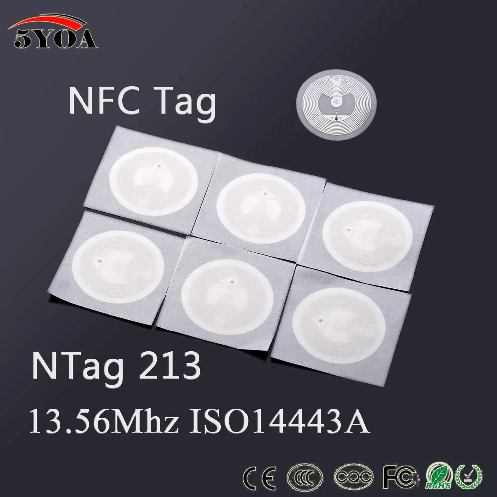 1000 шт./лот NFC метка наклейка 13 56 МГц ISO14443A NTAG 213 универсальная RFID брелоки llaveros llavero