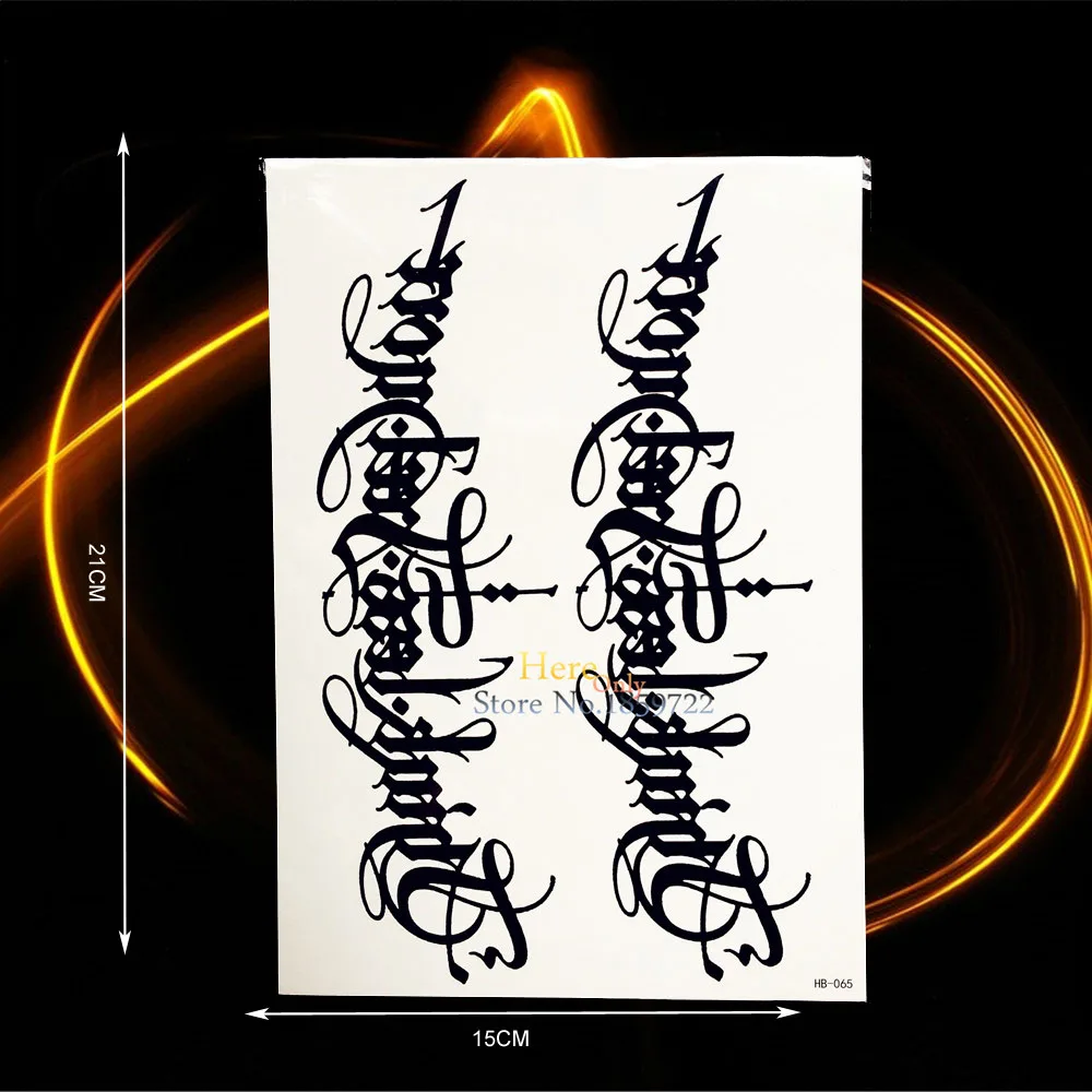 Henna Black Words Designs Temporary Tattoo Women Body Art Arm Sleeve Paste 21x15CM Men Shoulder Word Stickers | Красота и здоровье