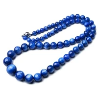 natural blue kyanite round beads pendant necklace women men beads 6mm 14mm cat eye long natural stone necklace aaaaaa