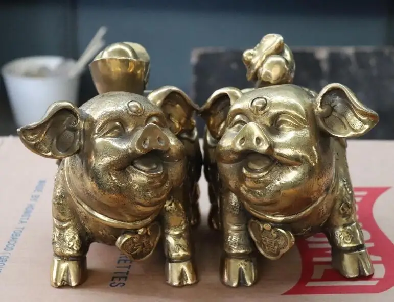 Китайский народный латунный Медь Благоприятный Лаки богатство жуй юаней Bao двух