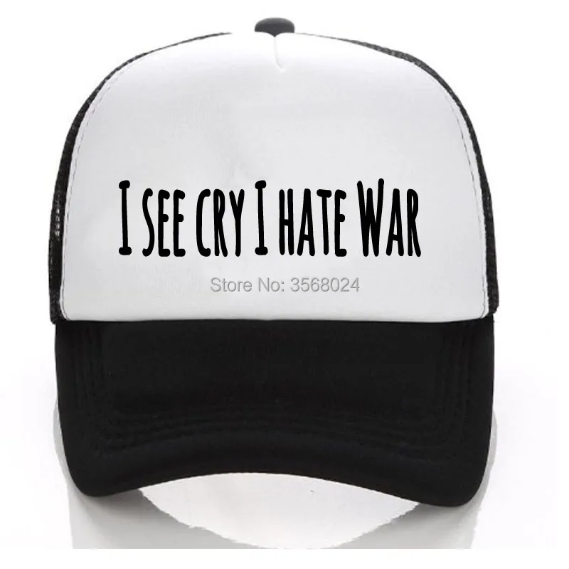 Летняя сетчатая Кепка-тракер для взрослых и детей с принтом I SEE CRY HATE WAR бейсболка