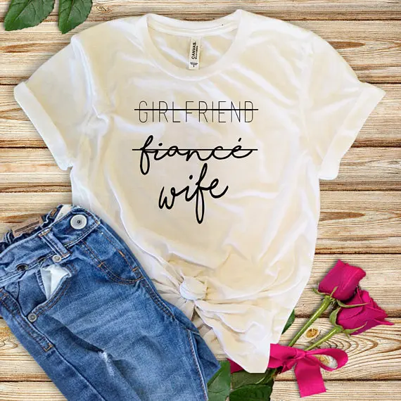 Girlfriend Fiance Wife Tumblr футболка подарок на помолвку рубашка невесты девичник вечерние