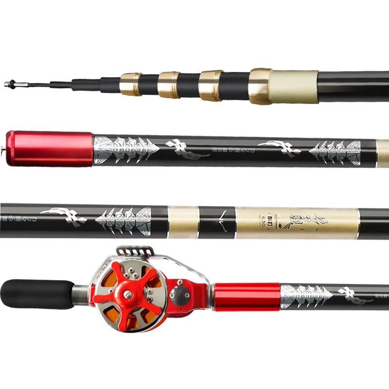 4.5m-9m Hollow Fishing Pole Ultra-light and Hard Hand Rod Stream Olta Vara De Pesca Position Cane and Reel Set Fishing Equipment