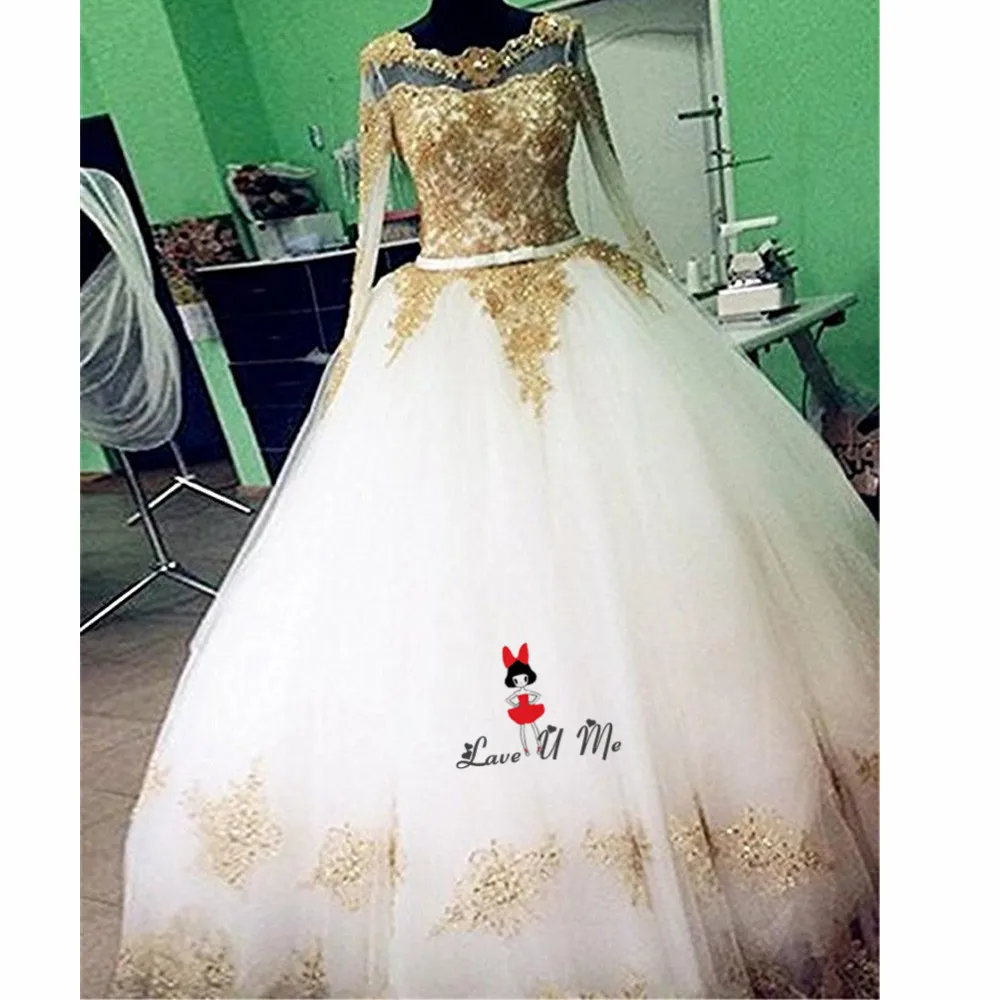 Великолепное Кружевное платье с длинным рукавом для свадьбы 2018 Пышные свадебные