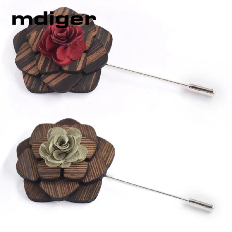 Mdiger модная брошь булавки цветы деревянные нагрудные для девочек Женская