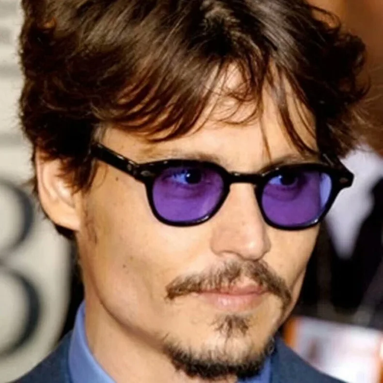 Модные круглые солнцезащитные очки в стиле Джонни Depp с прозрачными затемненными