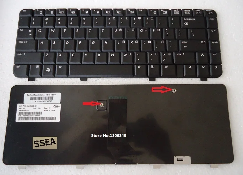 

Новая клавиатура SSEA для ноутбука HP COMPAQ 500, 510, 520, 530, Черная