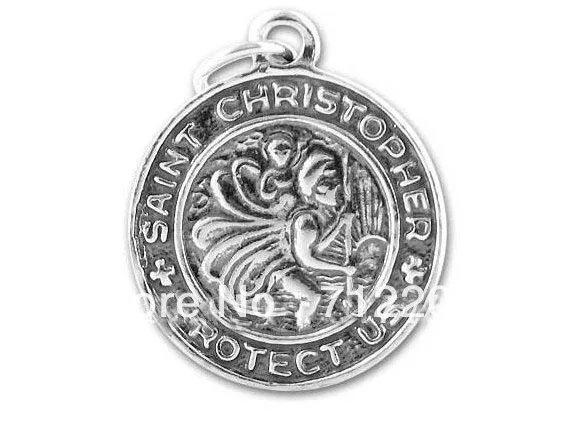 Antique Silver Series round with Two-Sided Saint Christopher Charm jewelry accessory | Украшения и аксессуары