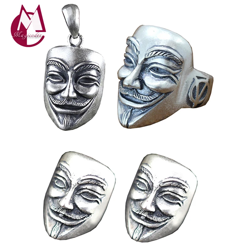 2019 Вендетта маска призрака регулируемое кольцо ожерелье женское 100% реальный S990