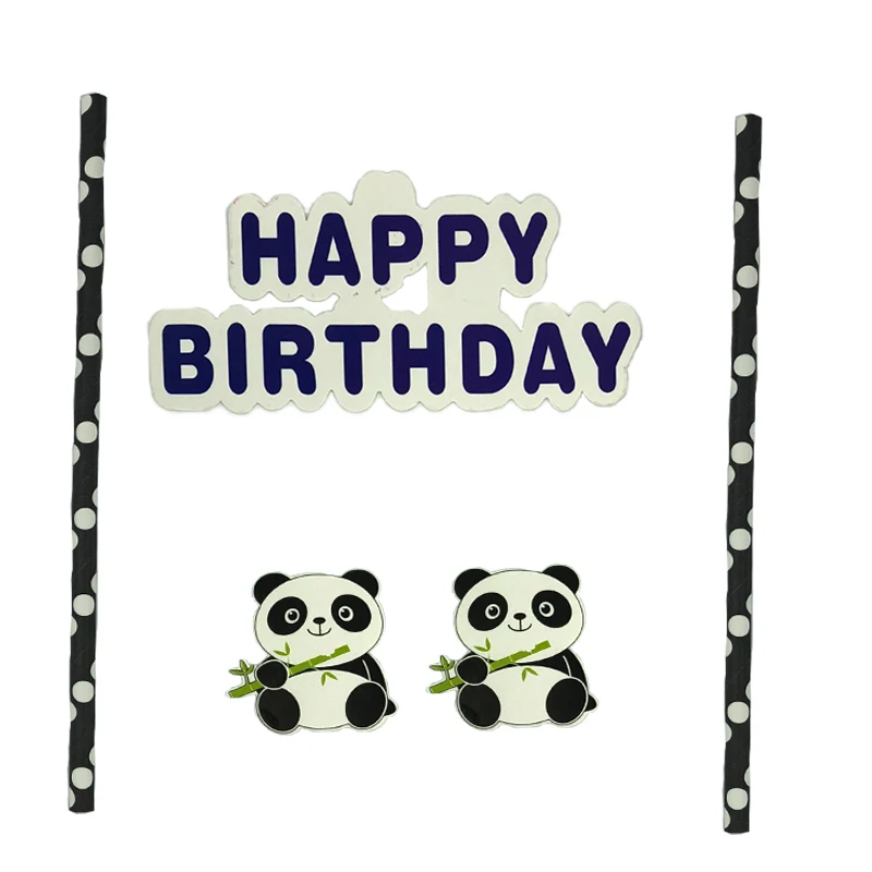 1pcs Cake Topper Omilut панда День Рождения украшения DIY панда одноразовая скатерть/тарелки/чашки/бумажные принадлежности для детского душа панда торт декорат - Цвет: 1pcs Cake Topper