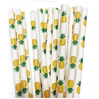 100pcs fruit pineapple paper straws for birthday wedding decorative party supplies creative drinking straws