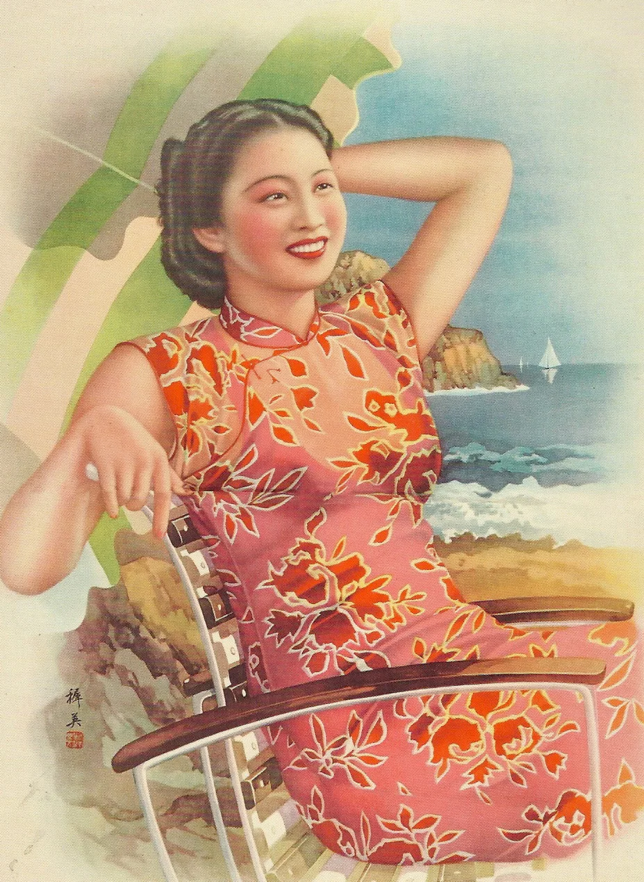 Vintage Chinese Pin Up Girl Poster Shanghai Bathing Child Classic Canvas Paintings Wall Posters Stickers Home Decor Gift | Дом и сад