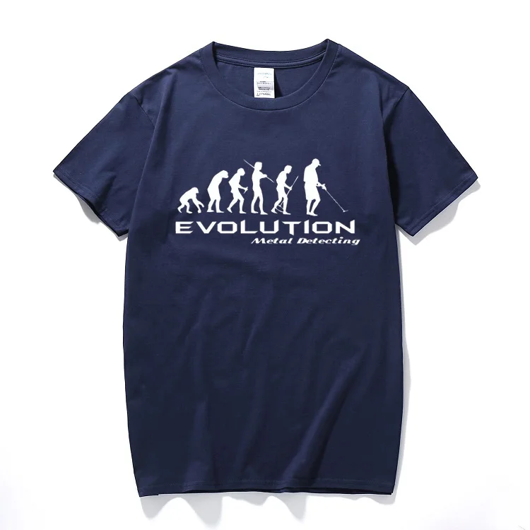 

Metal Detector Evolution T shirt Funny T-shirt Darwin Theory Hobby Retro Nerd Tshirt Cotton short sleeve Tee Shirt Homme