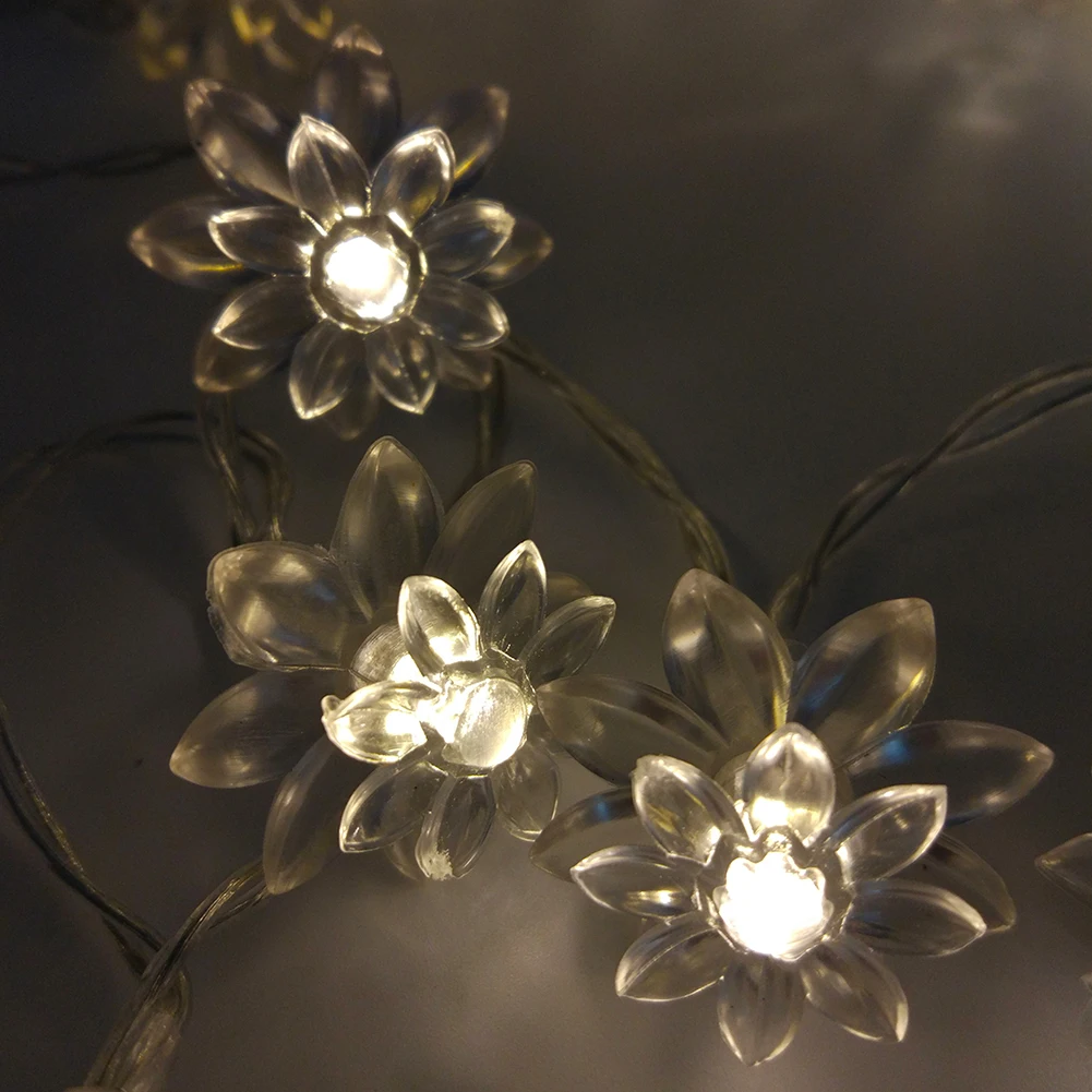 2018 Battery 2M 20LED Holiday Lotus Flower LED String Lights For Wedding Parties Decoration Lightings lumieres de lotus | Освещение