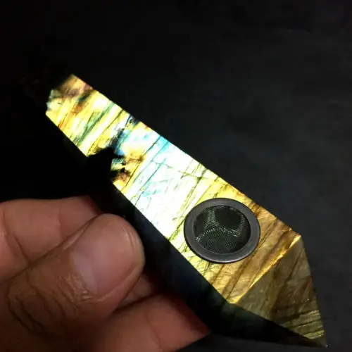 

Rare Natural Labradorite POINT Gem light Quartz Crystal Wand Pipe Hole