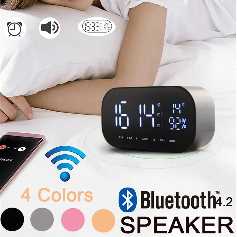 Bluetooth динамик беспроводные умные часы с зеркалом TF карта будильник портативный