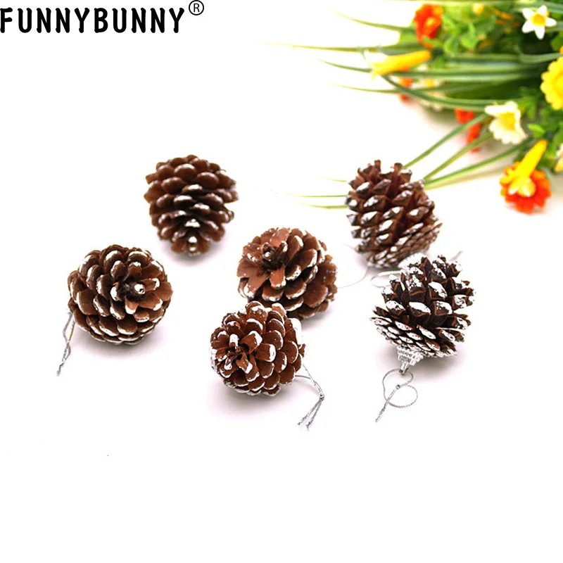 FUNNYBUNNY 9 шт Рождественский кулон из СОСНОВЫХ ШИШЕК с веревкой натуральная