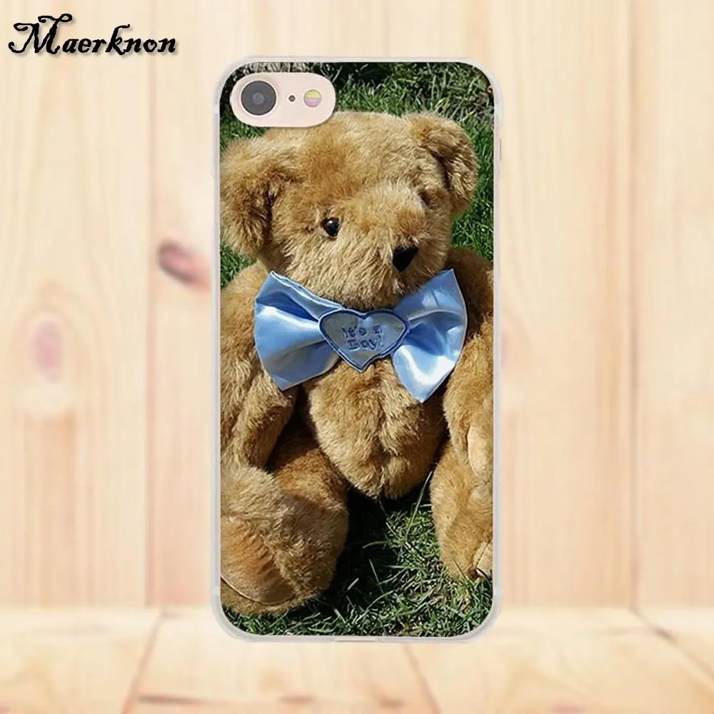 Плюшевый мишка I Love You мягкий TPU персонализированный узор для Apple iPhone X 4 4S 5 5C SE 6 6S 7 8