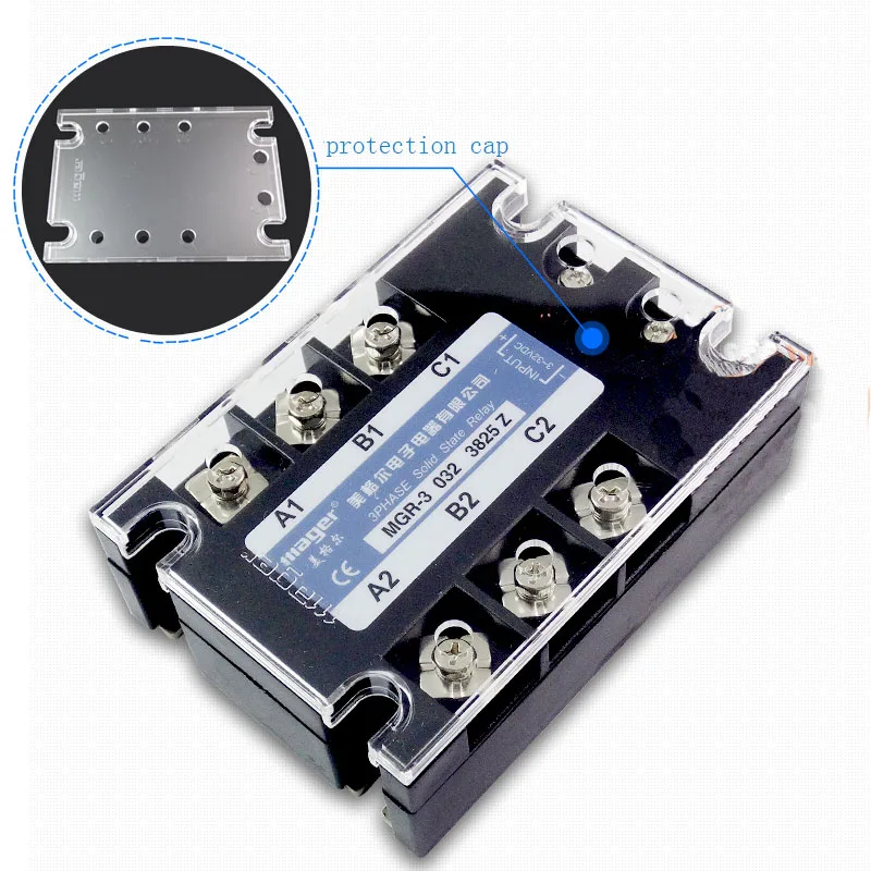 

Free shipping 1pc High quality 25A Mager SSR MGR-3 032 3825Z DC-AC Three phase solid state relay DC control AC 25A 380V