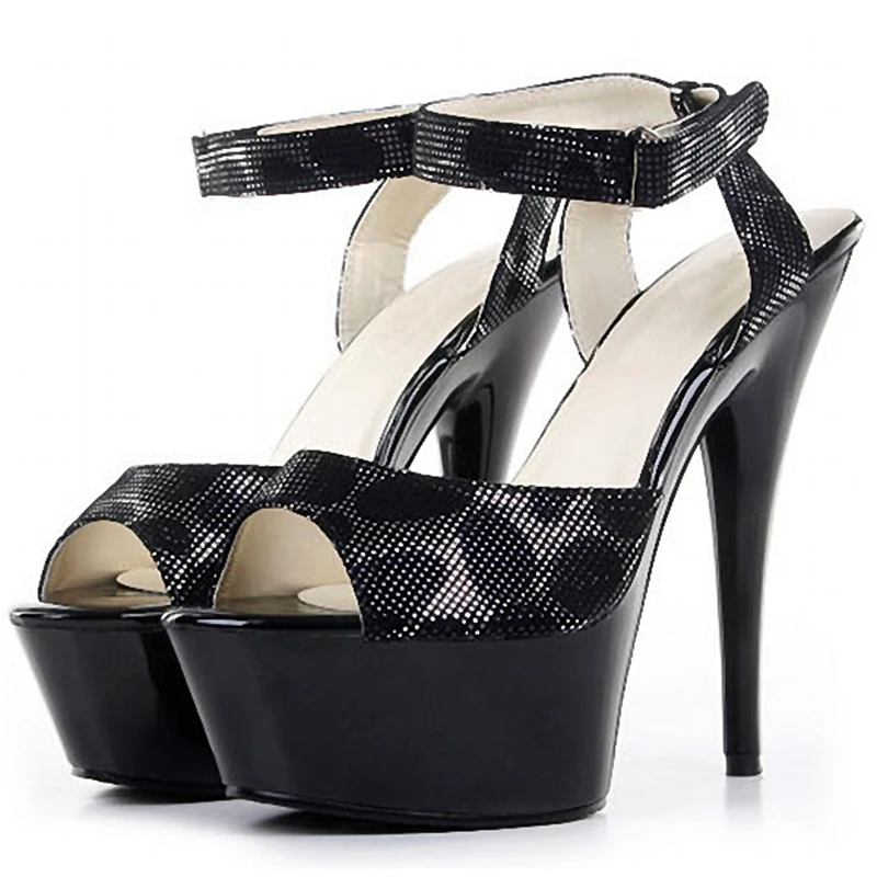 

Fashionable polyurethane material, 15 cm, high heels baking paint summer platform, foot bare strappy sandals