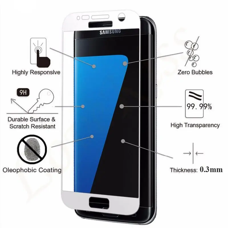 Curved Full Cover Screen Protector For Samsung Galaxy A3 A5 A7 2017 A520 A720 A320 A520F A720F Tempered Glass Coverage Film Case | Мобильные