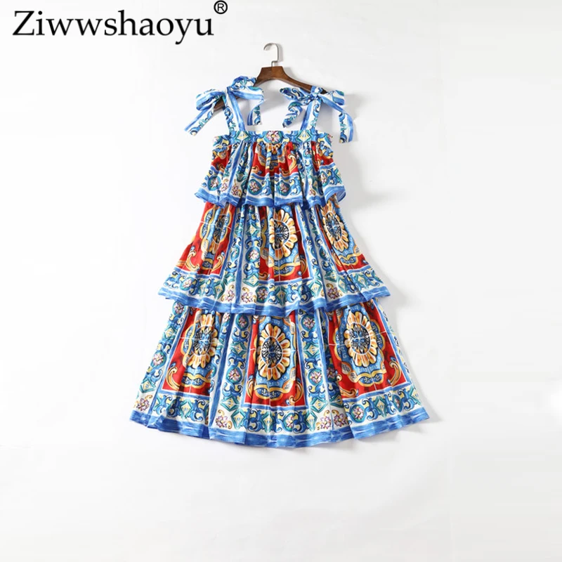 Ziwwshaoyu 5XL элегантное платье с оборками на бретельках без бретелек принтом