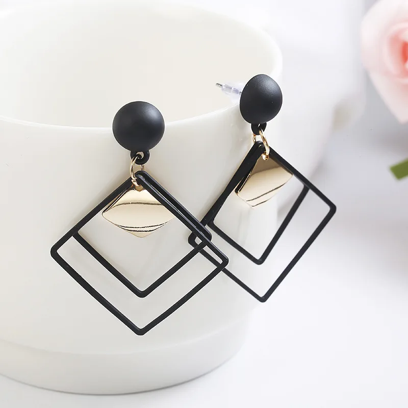 Temperament Long Matte Pendant Earrings Korean Fashion Jewelry Wild Sequins Geometric Earring Female Elegant Statement | Украшения и