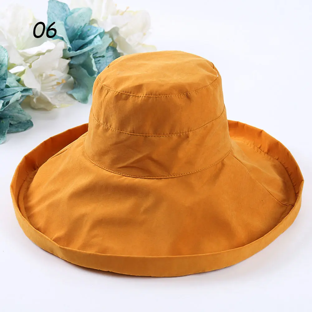06 Yellow Hat Sparsil, женская шляпа от солнца, модная, с супер широкими полями, складная, Панама, шляпа-федора, Пляжная, свадебная, летняя, одноцветная, широкополая шляпа от солнца+ веревка - Цвет: 06 Yellow Hat