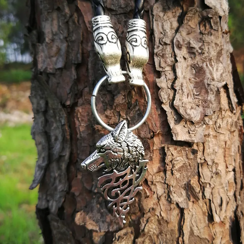 Viking Wolf amulet Pendant Leather Necklace Retro Style Men's pagan Jewelry 1pc | Украшения и аксессуары