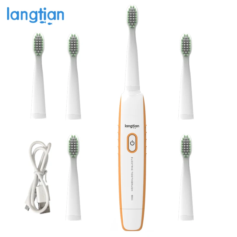 

Langtian USB Rechargeable Sonic Electric Toothbrush Smart Ultrasonic Whitening Adult Toothbrush heads Replaceable waterproof
