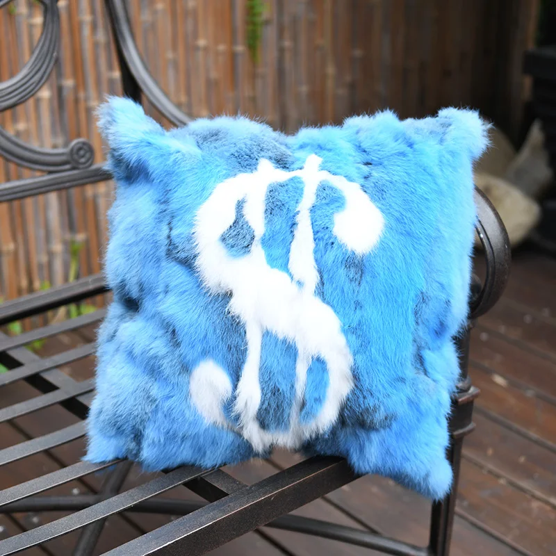 

Free shipping CX-D-136C Real Rabbit Fur Handmade Decorative Cushion Cover