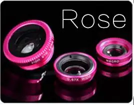 Rose Tokohansun 3-в-1 Широкий формат макро объектив «рыбий глаз» Камера Наборы Объективы для мобильных телефонов с зажимом для iPhone samsung сотовые телефоны - Цвет: Rose