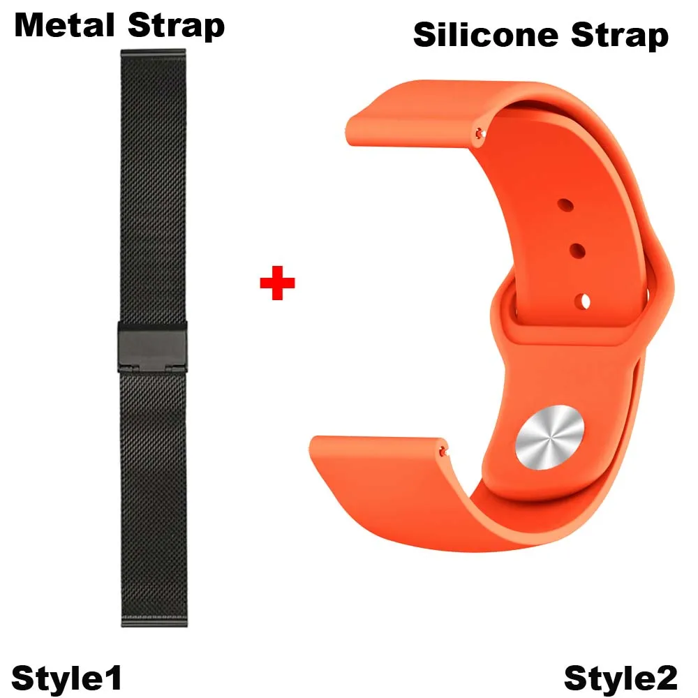 Black-Orange 20 мм Браслет Для Xiaomi Amazfit GTS ремешок для часов Amazfit Bip из нержавеющей стали металлический ремешок для часов Amazfit GTR 42 мм силиконовый ремешок - Цвет: Black-Orange