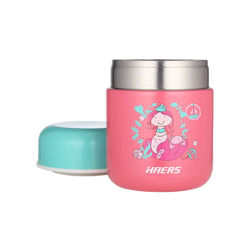 Haers мультфильм стиль дети фляжка BPA-free нержавеющая сталь вакуумная еда термос