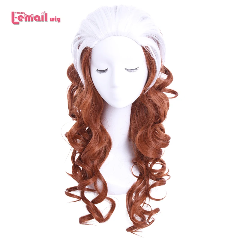 

L-email wig Brand 60cm/23.62inches Rogue Cosplay Wigs White Mixed Brown Heat Resistant Synthetic Hair Perucas Cosplay Wig