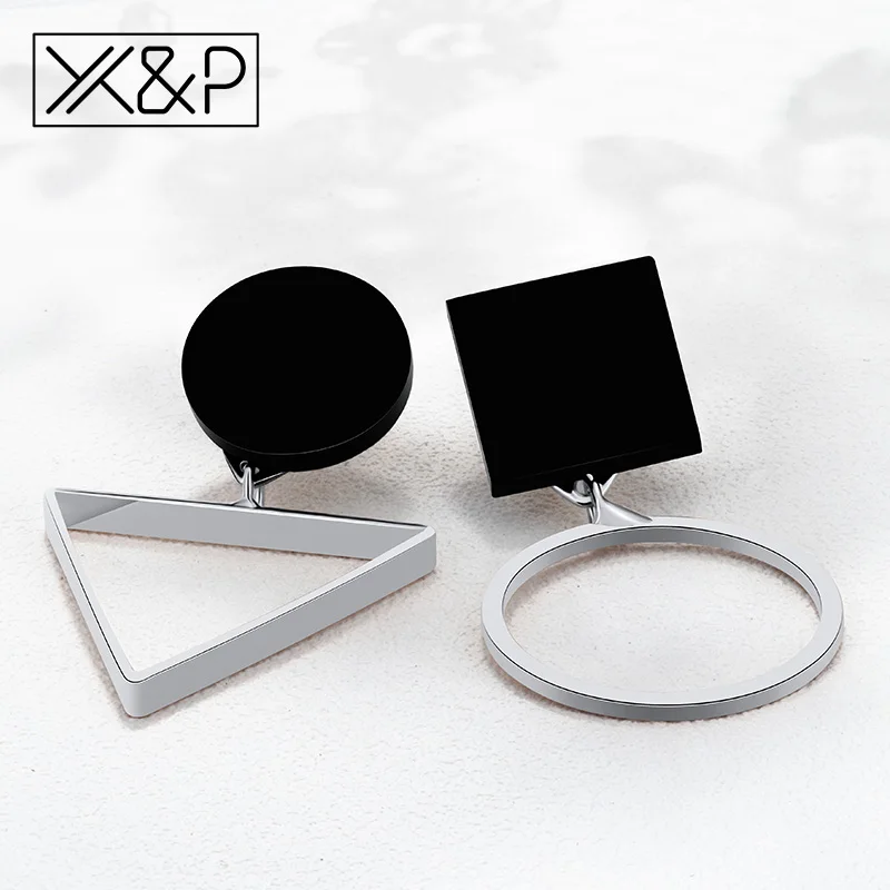 X & P модные роскошные Асимметричные геометрические Серебряные длинные висячие