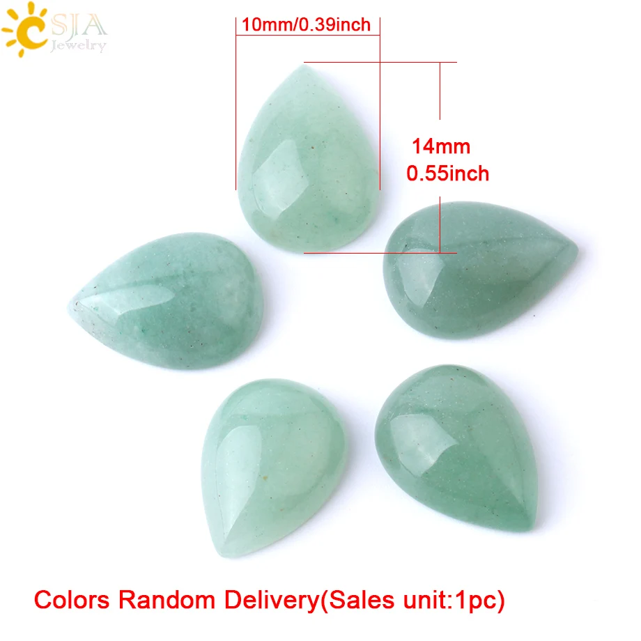 Aventurine-10x14mm CSJA Натуральный Камень Каплевидный кабошон основа бусины для ручного ремесла ювелирных изделий Аксессуары DIY кольцо серьги 13x18 мм 10x14 мм F838 - Цвет: Aventurine-10x14mm