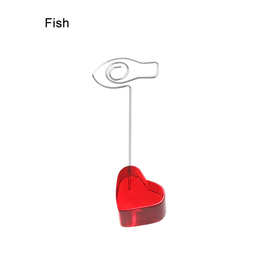 fish 1 шт., подарок, настольный орнамент, домашний декор, держатель для заметок, зажим для карт в форме животного, красное сердце, подставка для фотографий, Свадебный орнамент - Цвет: fish