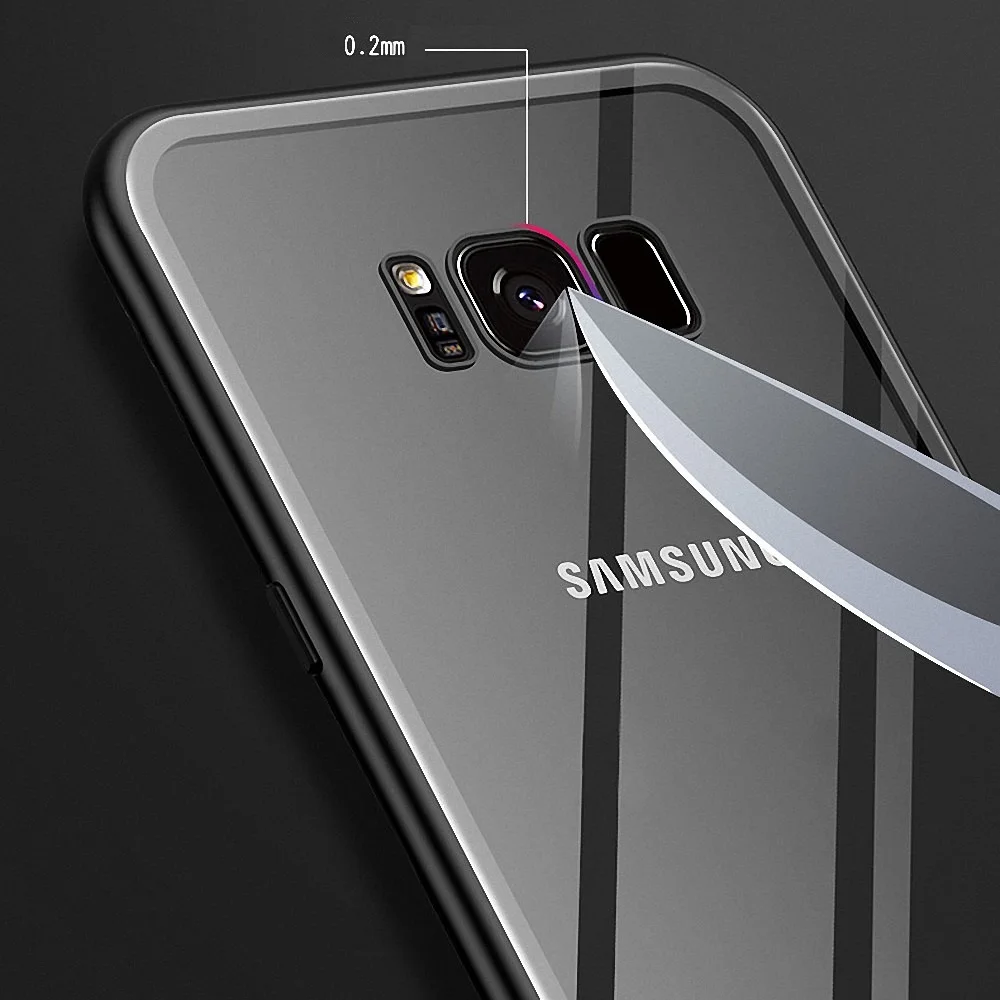 Магнитный Прозрачный чехол для телефона samsung Note 8 9 полный защитный бампер S10e S7 edge