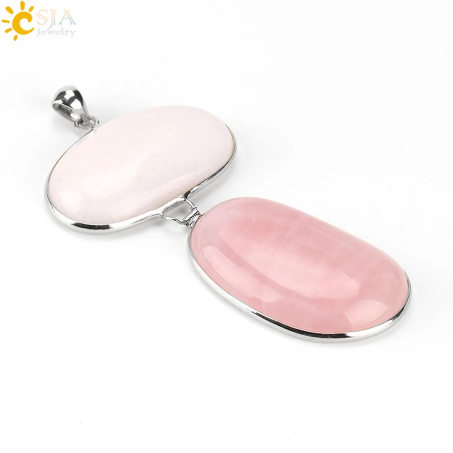 Женское ожерелье с подвеской CSJA подвеска из двух камней овальной формы медной