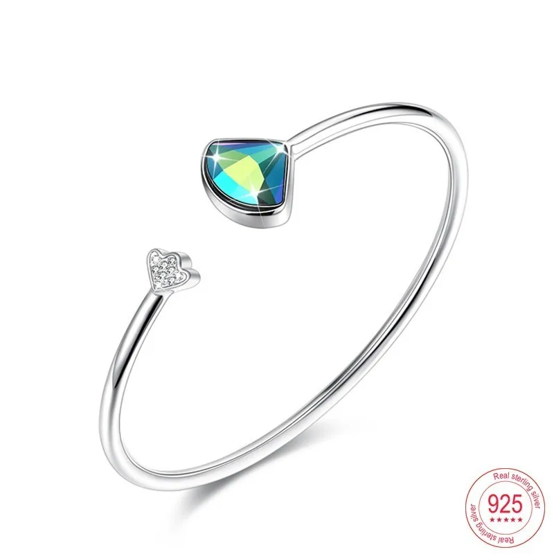 Браслеты из стерлингового серебра с кристаллами от Swarovski, открытые браслеты для женщин, модный браслет с цирконием, свадебные ювелирные изделия, подарок - Окраска металла: SVB140-A